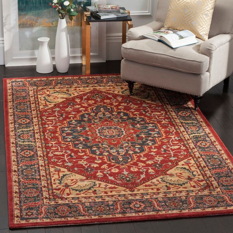 Mahal MAH621 Power Loomed Indoor Area Rug - Navy/Red - 6'7"x9'2" - Safavieh.
