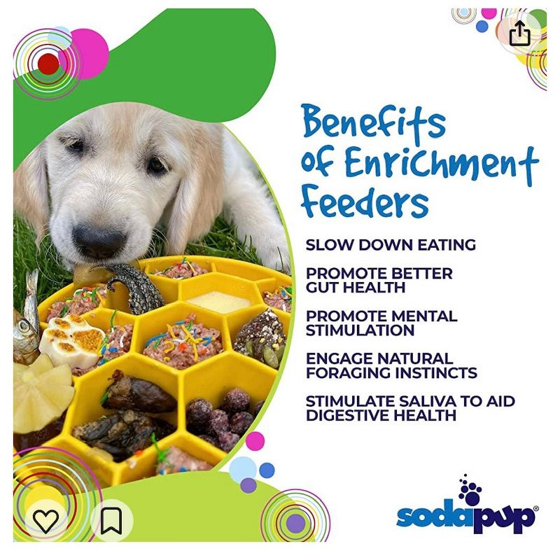 Honeycomb Design eBowl Enrichment Slow Feeder Bowl for Dogs Yellow large