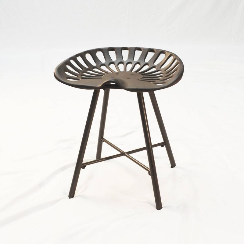 Carolina Living Kadin Tractor Seat Fireside Bench Industrial Gray: Cast Iron, Farmhouse Style