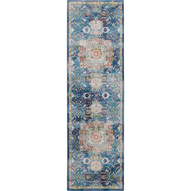 Nourison Global Vintage 2' x 6' (6' Runner) Blue Area Rug Oushak Vintage Center Medallion by Nourison