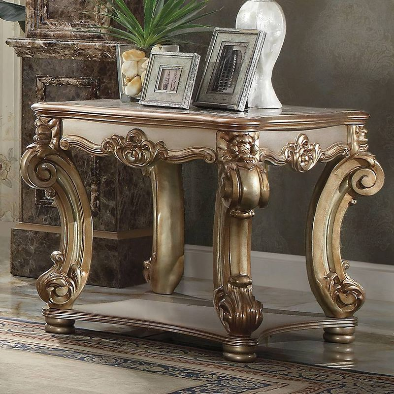 26" Vendome Li Accent Table Gold Patina/Bone White - Acme Furniture