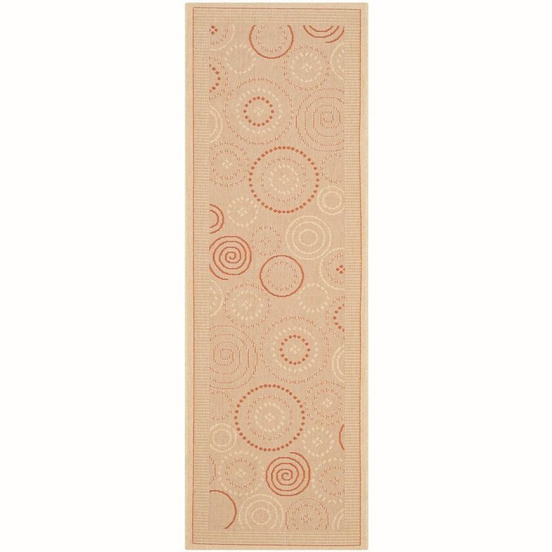 Courtyard CY1906 Power Loomed Indoor and Outdoor Runner Rug - Natural/Terra - 2'3"x6'7" - Safavieh