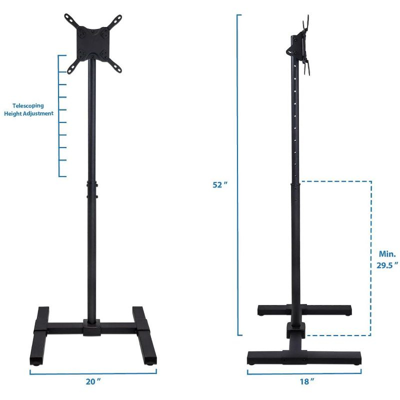 Mount-It! Height Adjustable TV Floor Stand | Universal Pedestal TV Stand For 13 - 42 Inch Screens | For Indoor and Outdoor Portable TV Mount | Black