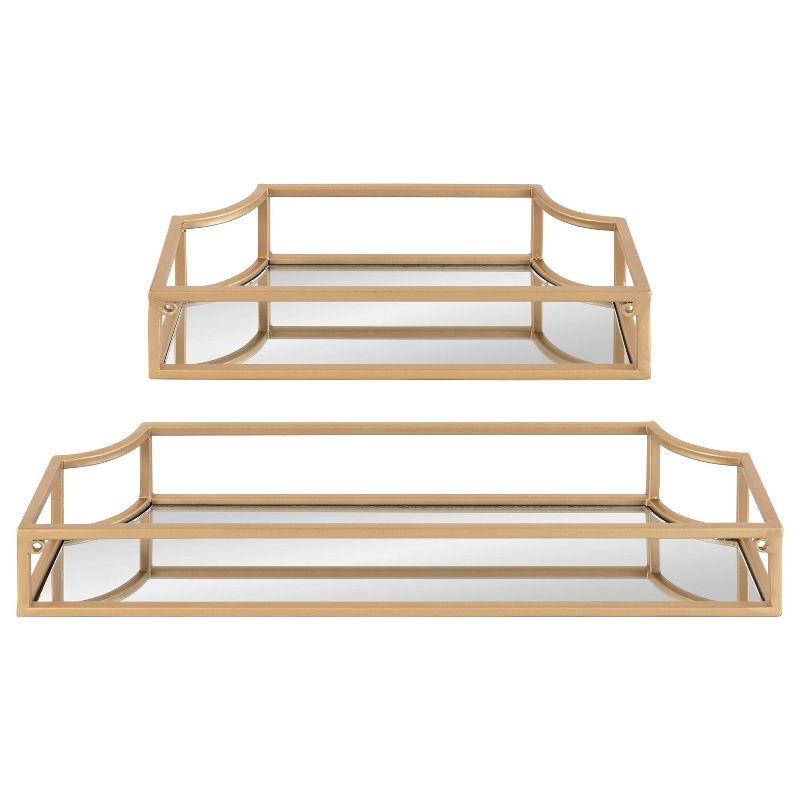 Kate & Laurel All Things Decor 2pc Ciel Metal Wall Shelf Set Gold: MDF Floating Shelves, No Assembly Required