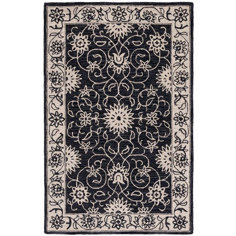 Jardin JAR601 Hand Tufted Area Rug - Black/Ivory - 8'x10' - Safavieh