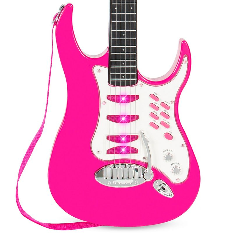 Best Choice Products Kids Electric Musical Guitar Toy Play Set w/ 6 Demo Songs, Whammy Bar, Microphone - Pink