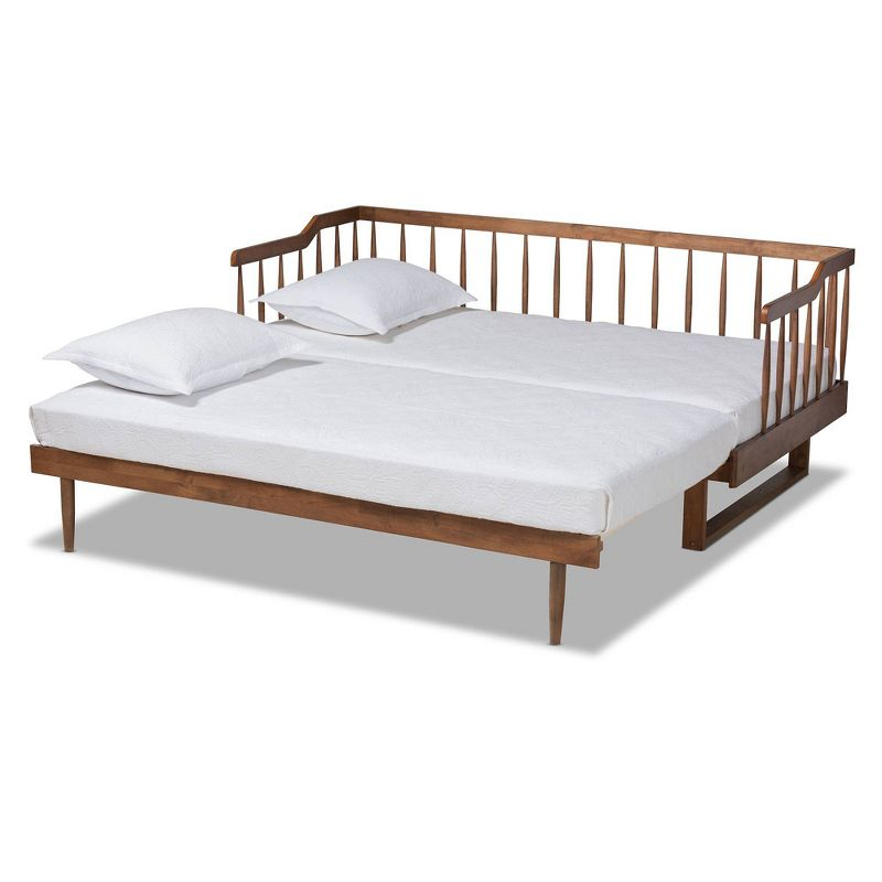 Twin to King Muriel Expandable Spindle Daybed Walnut - Baxton Studio: Contemporary Unupholstered, No Box Spring Needed