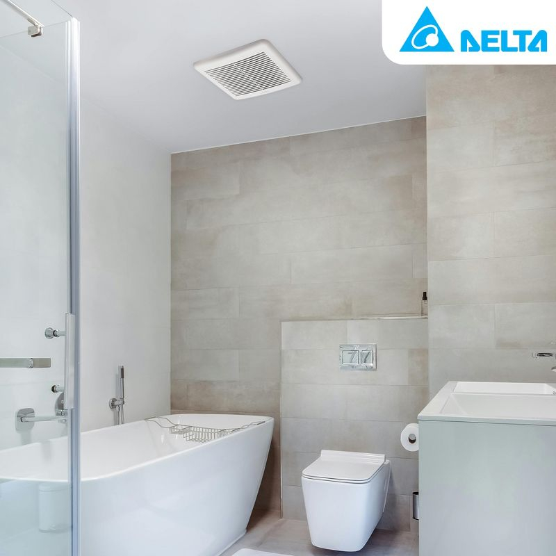 Delta Breez Slim Ventilation Exhaust Bathroom Fan 70 CFM Energy Efficient Quiet Operation Motor with Dual Speed and LED Indicator Light, White