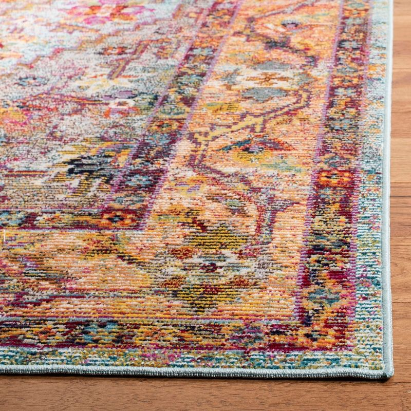 Crystal CRS507 Power Loomed Area Rug - Light Blue/Orange - 7'x7' - Safavieh.