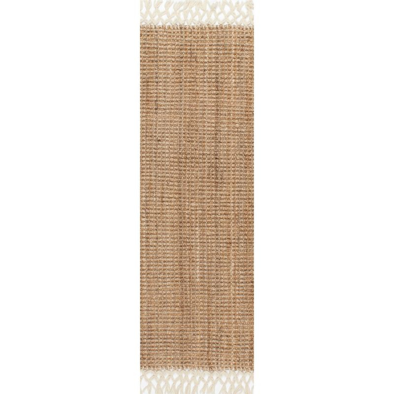 nuLOOM Raleigh Farmhouse Jute Tasseled Area Rug, Runner 2' 6" x 6', Natural