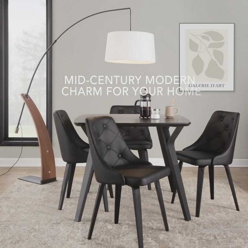 LumiSource 74" Robyn Mid-Century Modern Floor Lamp Walnut Wood and Black Linen Shade