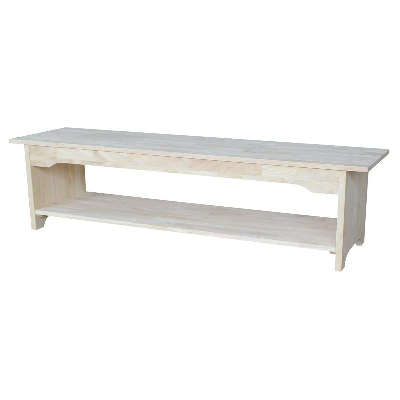 60" Brookstone Bench - International Concepts: Solid Wood, Unfinished, Parawood, Seats 2