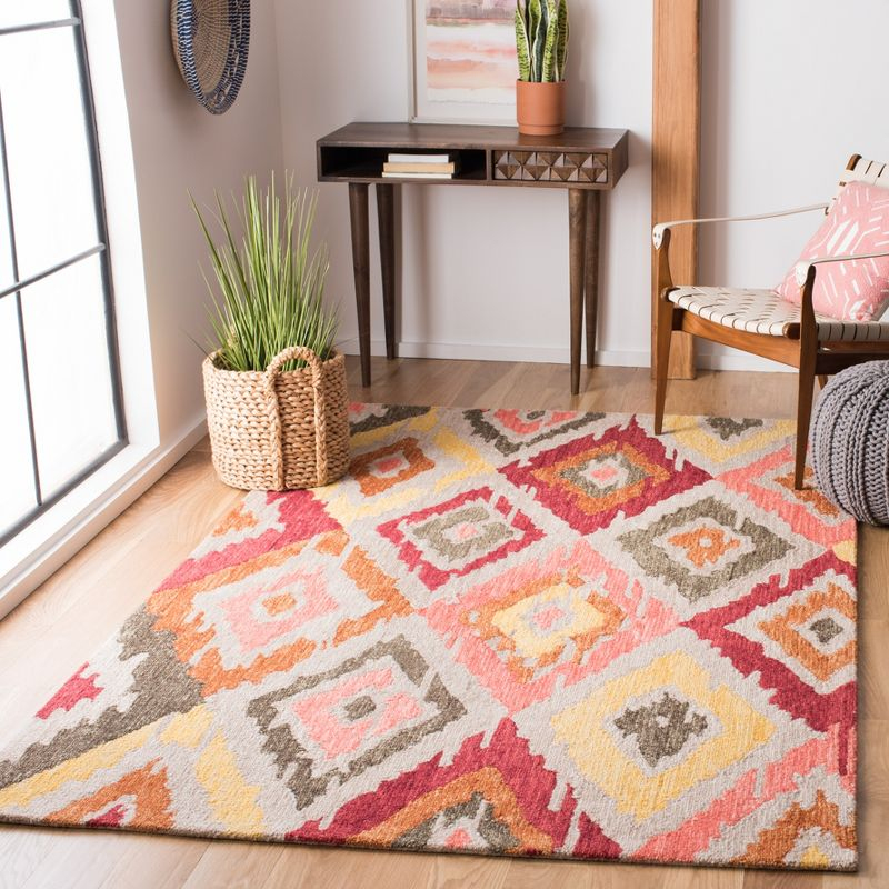 Ikat IKT337 Hand Tufted Area Rug - Beige/Pink - 5'x8' - Safavieh.