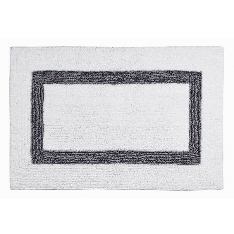 24"x40" Hotel Collection Bath Rug White/Gray - Better Trends: Cotton, Tufted, Machine Washable