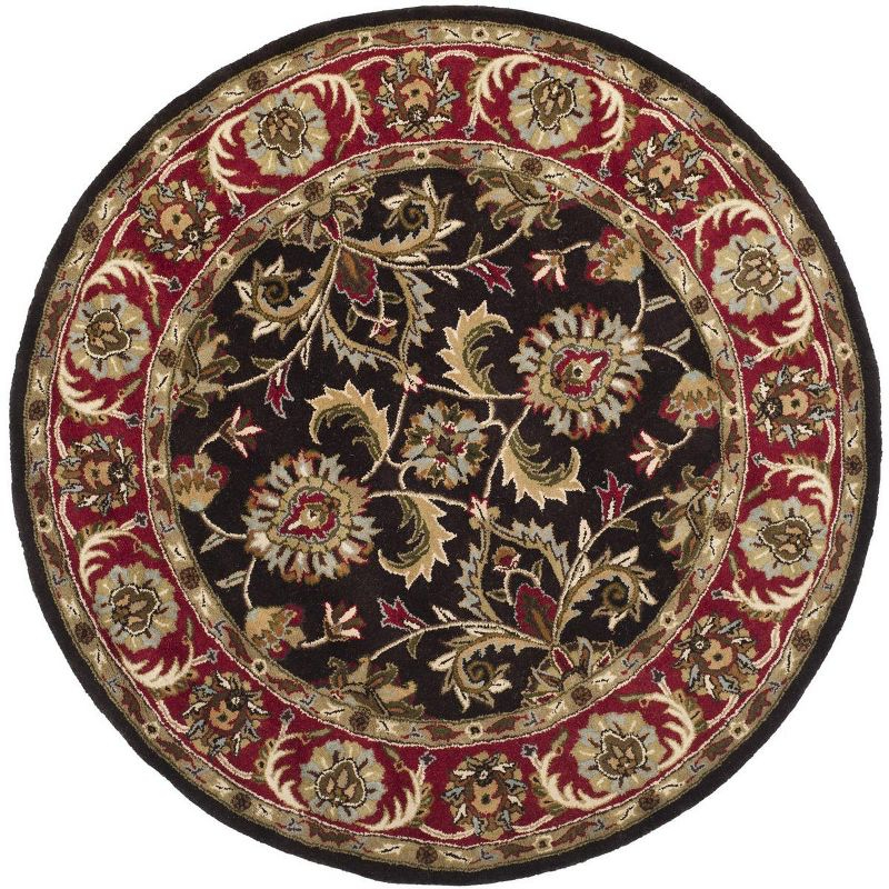 Heritage HG951 Hand Tufted Area Rug - Chocolate/Red - 8' round - Safavieh.