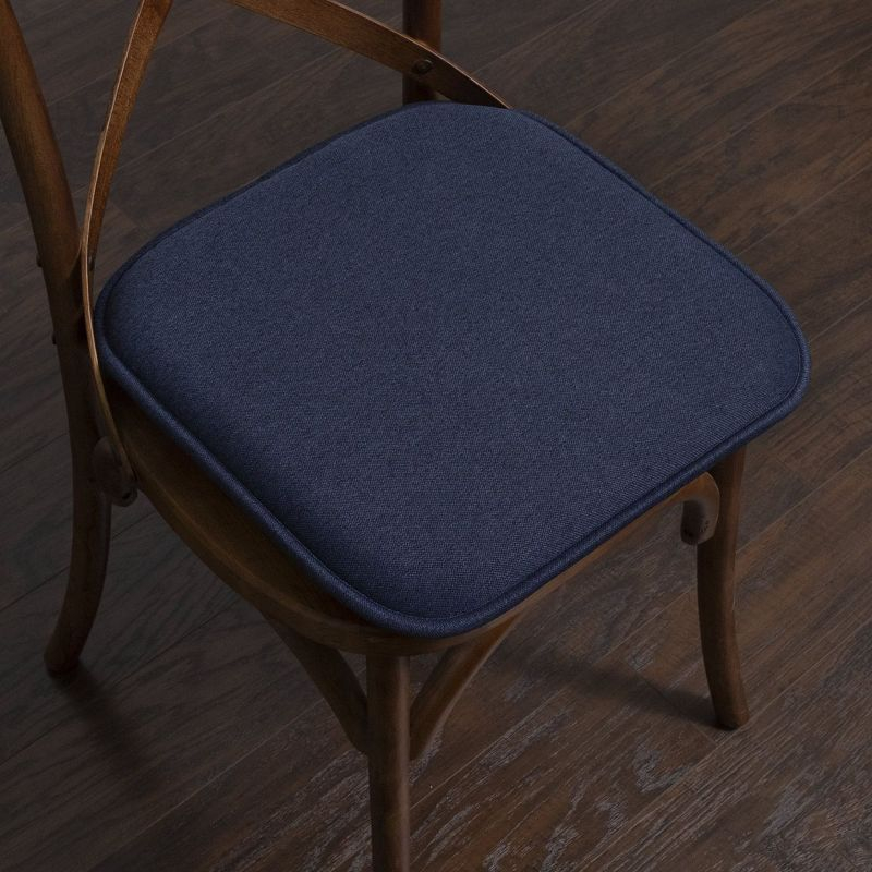 Charlotte Jacquard Memory Foam No Slip Back 16" x 16" Chair Pad Cushion, Navy, 6 Pack