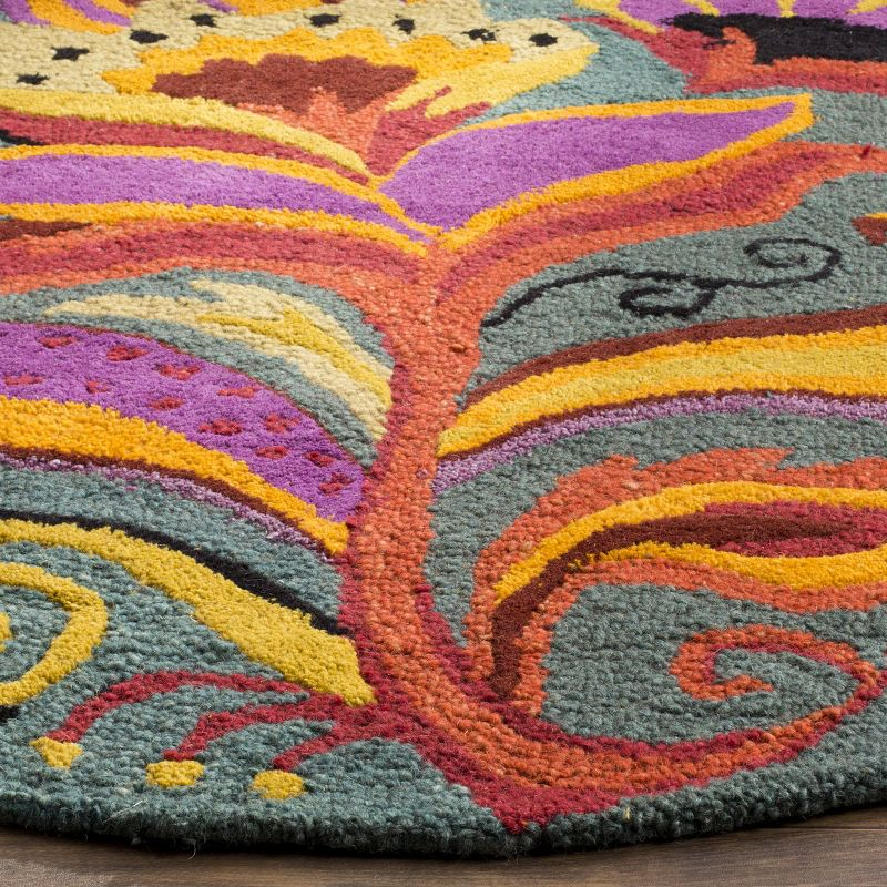 Blossom BLM679 Hand Hooked Area Rug - Blue/Multi - 4' round - Safavieh.