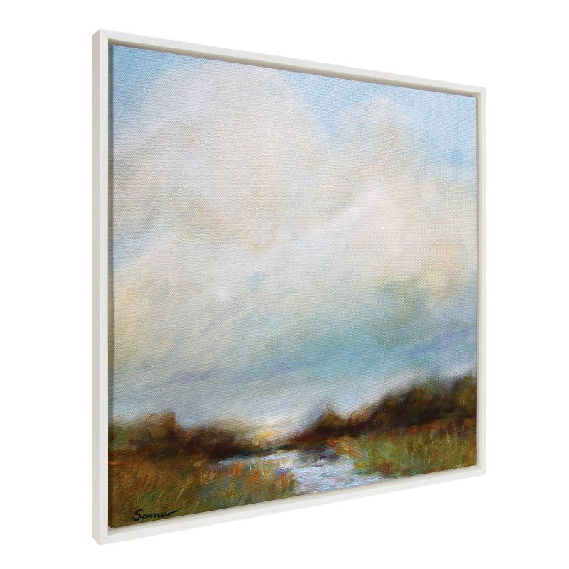 30" x 30" Sylvie Tranquility Framed Canvas by Mary Sparrow White - Kate & Laurel All Things Decor: Vertical Digital Art, Plastic Frame