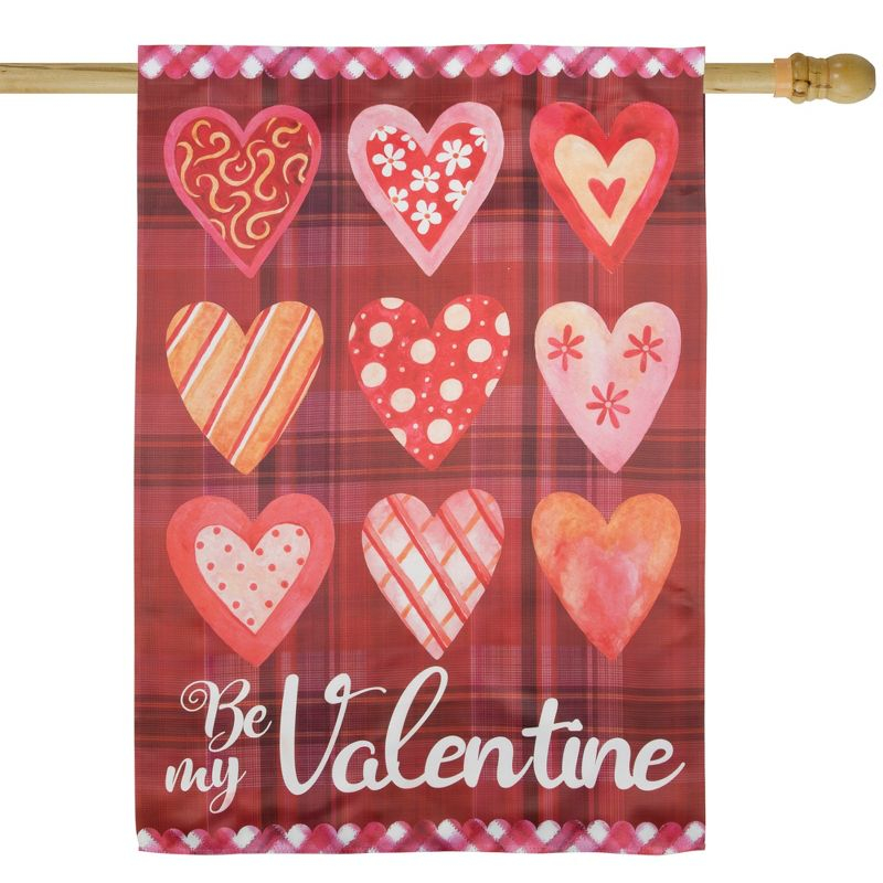 Northlight Be My Valentine Plaid and Heart Outdoor House Flag 28" x 40"