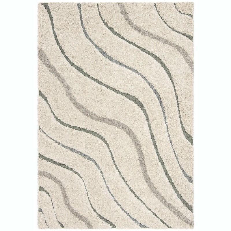 Florida Shag SG472 Power Loomed Indoor Area Rug - Cream/Light Blue - 6'x9' - Safavieh