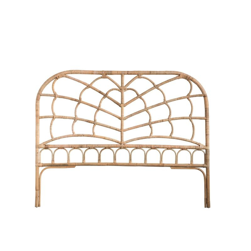 Storied Home Queen Rattan Arched Headboard Natural: Durable Weave, No Assembly, Eco-Friendly Material