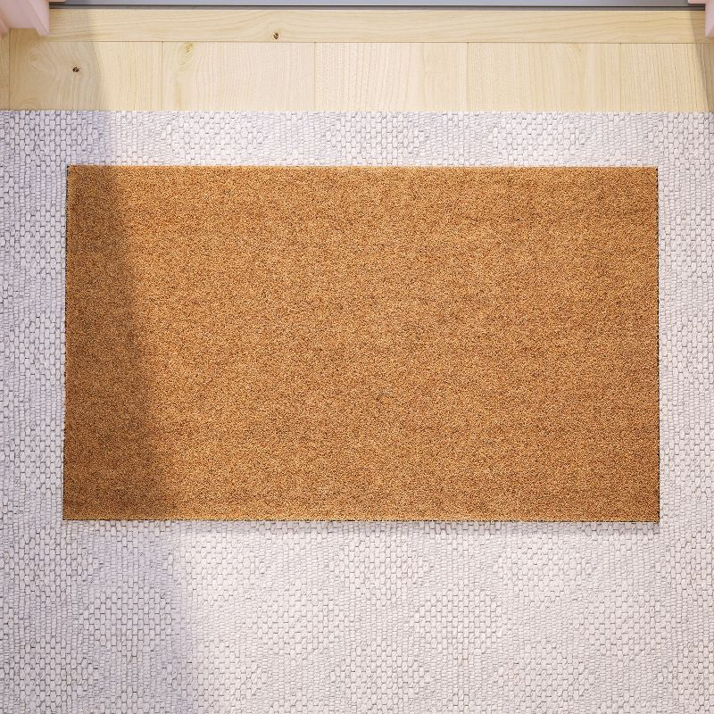 Flash Furniture Harbold 18" x 30" Indoor/Outdoor Solid Natural Coir Doormat with Non-Slip Backing in Natural