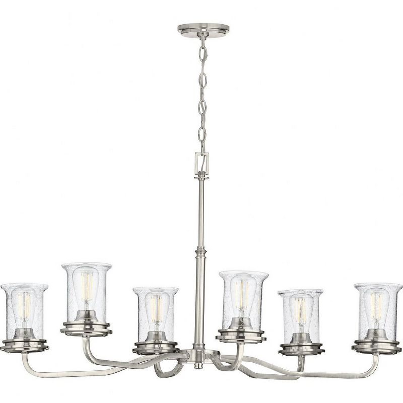 Progress Lighting Winslett 6-Light Chandelier, Brushed Nickel, Seeded Glass Shades