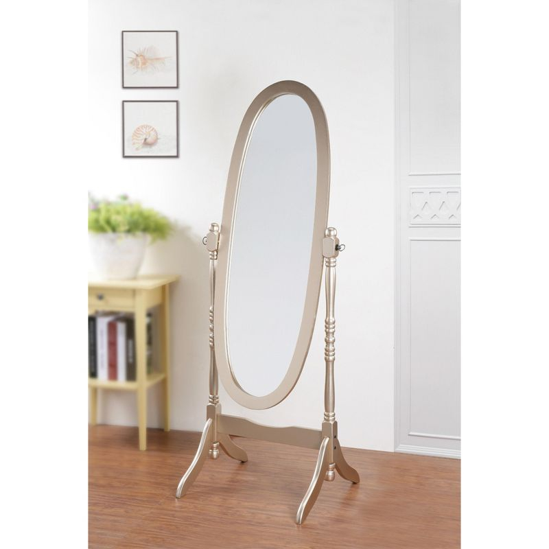 Roundhill Furniture Traditional Queen Anna Style Wood Floor Cheval Mirror Gold