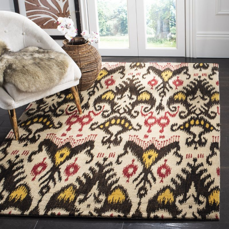 Ikat IKT216 Hand Tufted Area Rug - Beige/Brown - 8'x10' - Safavieh