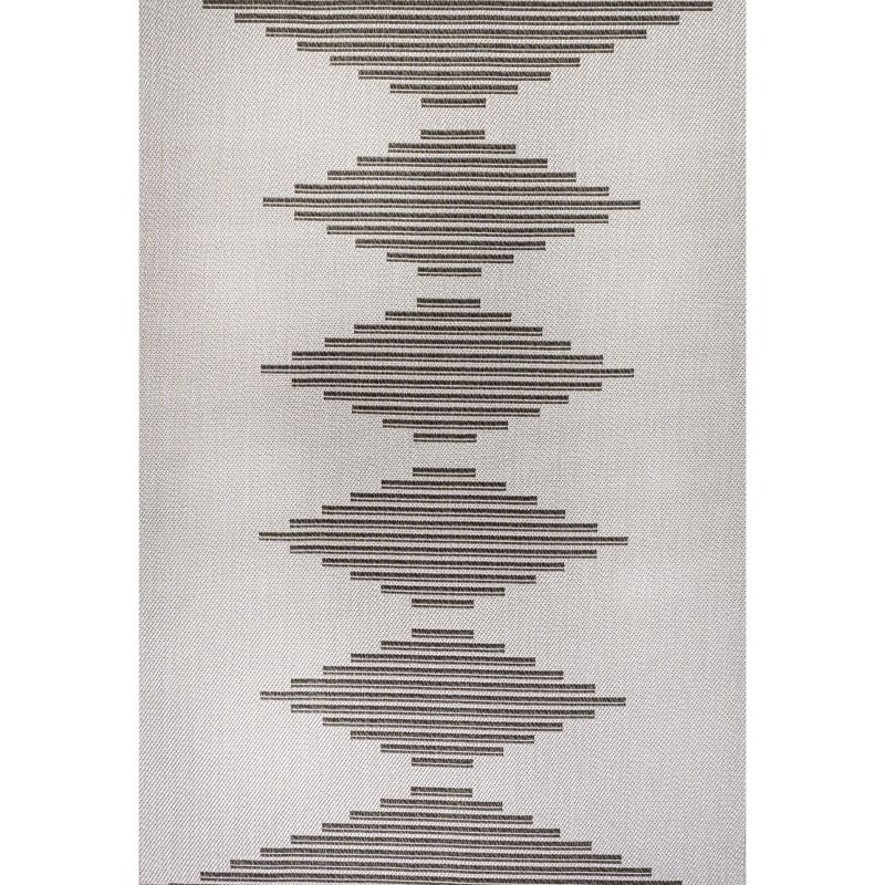 4' x 6' Vinales Diamond Stripe Indoor/Outdoor Area Rug, Light Gray/Black - JONATHAN Y