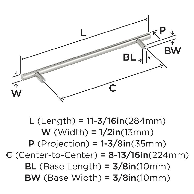 Bar Pulls 8-13/16 inch (224mm) Center-to-Center