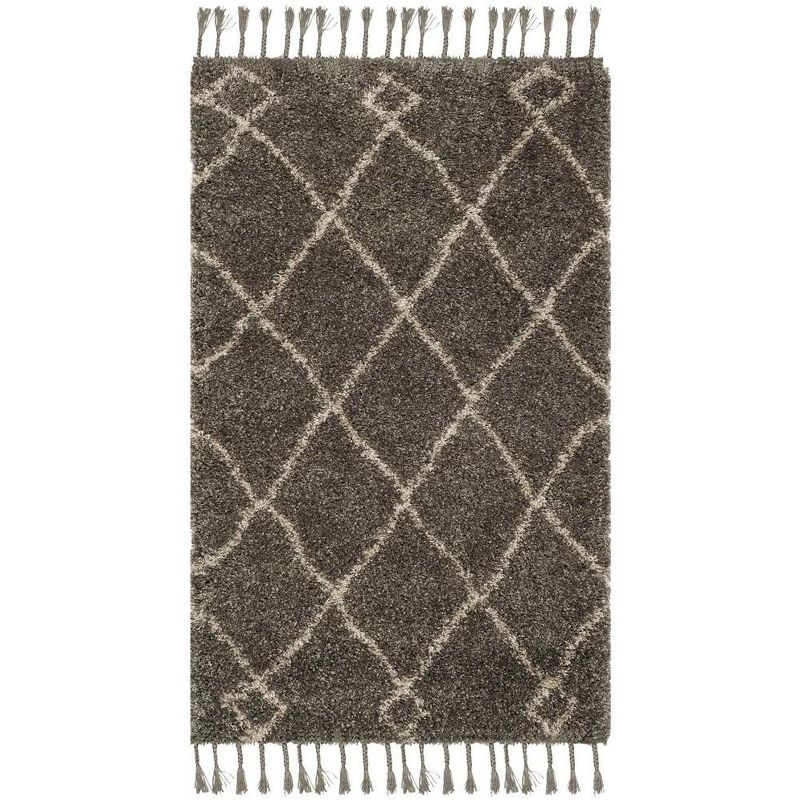 Moroccan Fringe Shag MFG241 Power Loomed Indoor Accent Rug - Grey/Cream - 3'x5' - Safavieh.