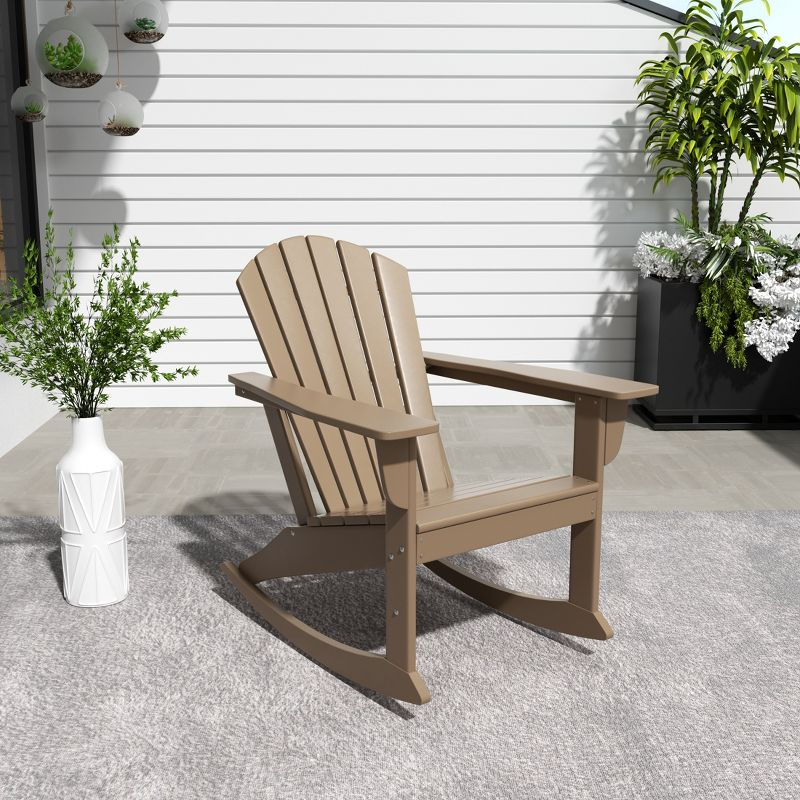 WestinTrends Outdoor Patio Poly Adirondack Rocking Chair Rocker, Weathered Wood