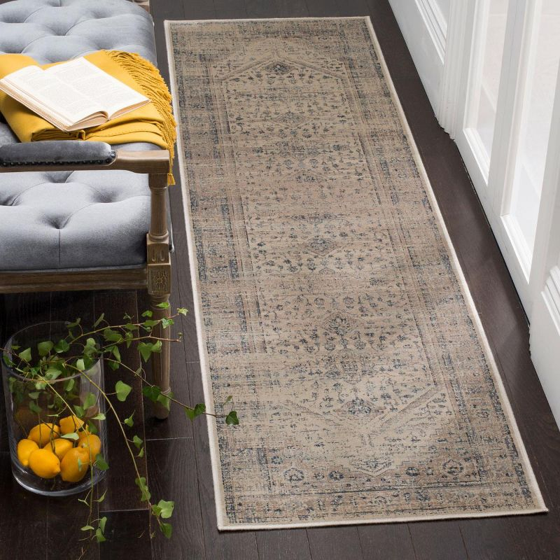 Vintage VTG123 Power Loomed Indoor Runner Rug - Stone/Blue - 2'2"x8' - Safavieh.