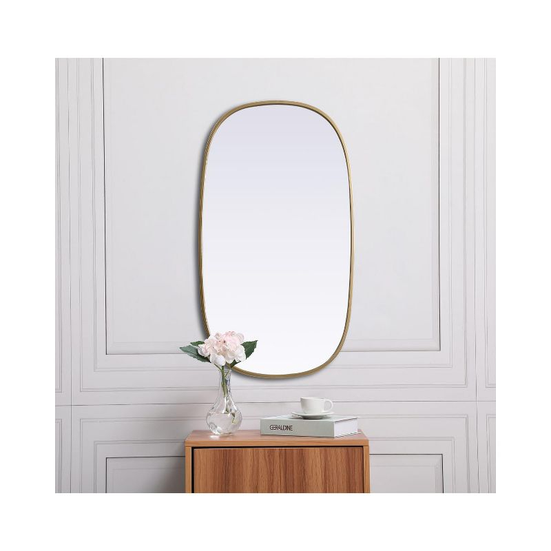 Elegant Lighting Metal Frame Oval Mirror 20x36 Inch in Brass