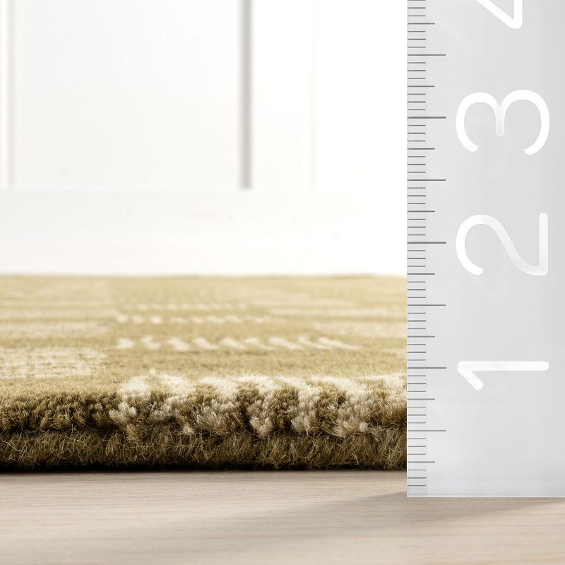 Nuloom Quince Checkered Wool Area Rug, 6' x 9', Olive