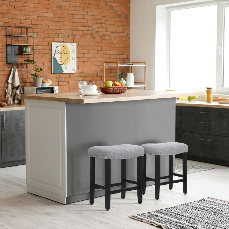 WestinTrends 24" Upholstered Saddle Seat Counter Stool, Black/Gray