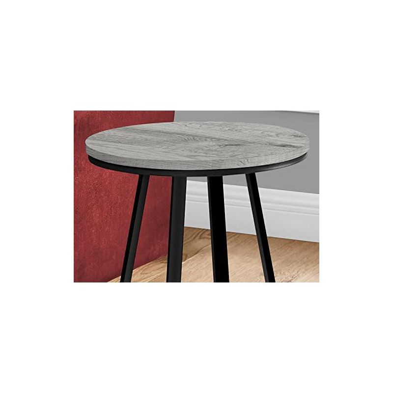 Monarch Specialties Accent Table Side Round End Nightstand Lamp Living Room Bedroom Metal Laminate Black Contemporary Modern