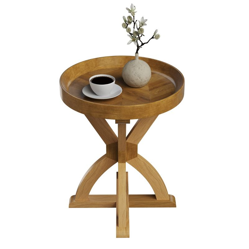 Side Table - Mango Wood Pedestal Table for Couch, Loveseat, Entryway, or Bed - Farmhouse Living Room Furniture by Lavish Home (Natural)