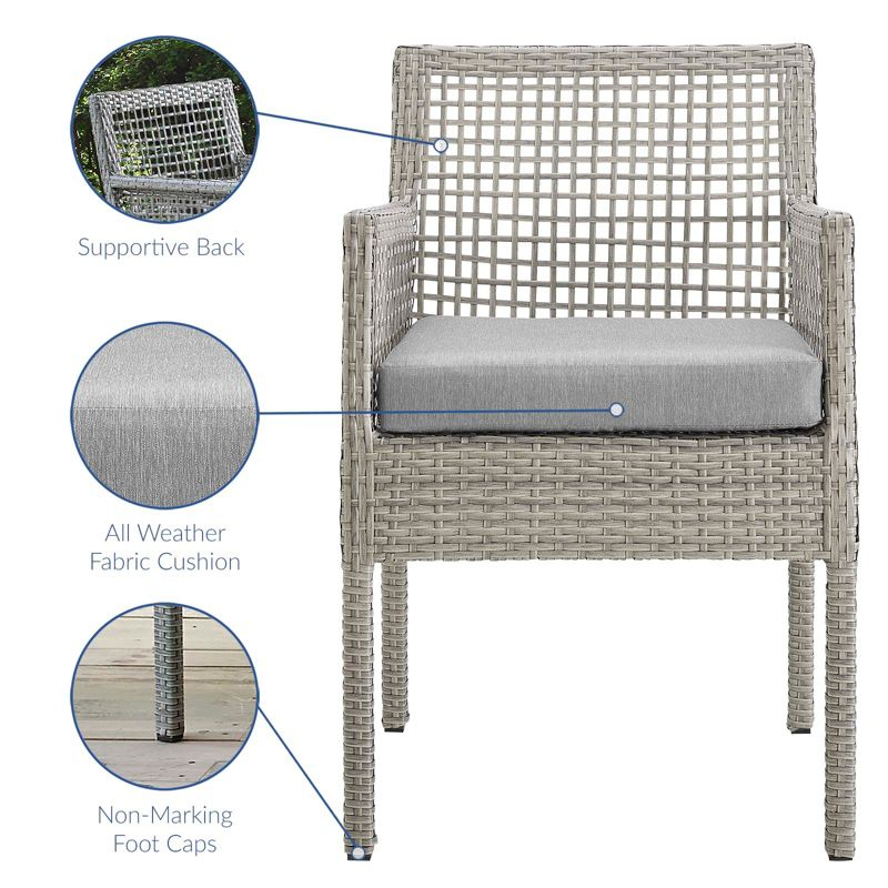Modway Aura Outdoor Patio Wicker Rattan Dining Armchair - Gray Gray