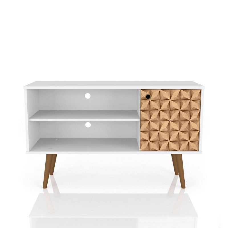 Liberty Mid-Century Modern 2 Shelves and 1 Door with TV Stand for TVs up to 46" White - Manhattan Comfort
