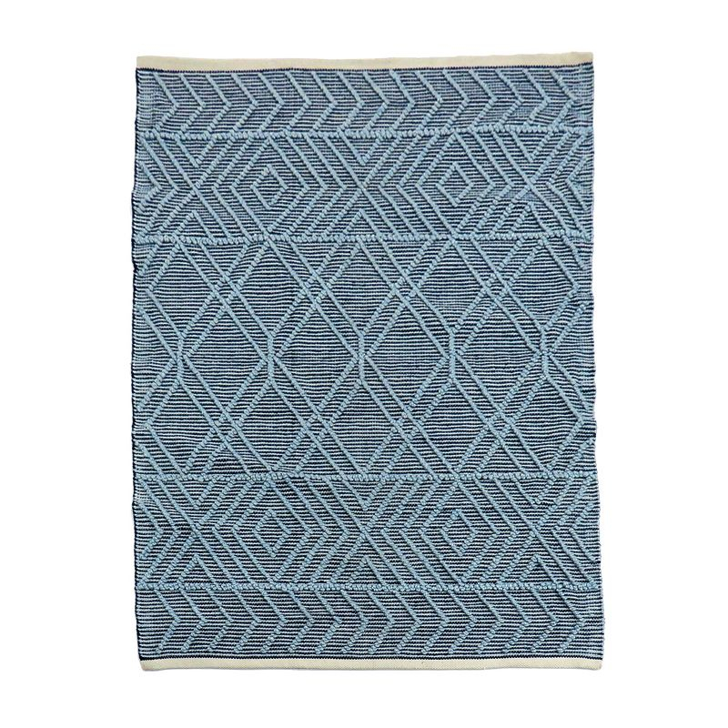5x7 Geometric Hand Woven Indoor/Outdoor Rug Navy Blue - National Tree Company
