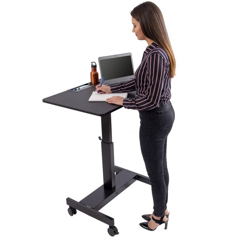 Stand Up Desk Store Crank Adjustable Height Single Column Rolling Mobile Standing Desk