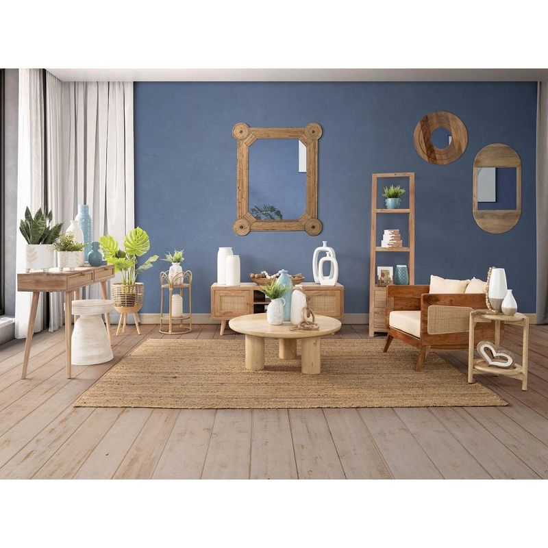 Sagebrook Home 12" Ceramic Vase - Contemporary Plaid Textured Ivory/Beige Vase For Floral Arrangements - Decorative Table Accent for Home or Office