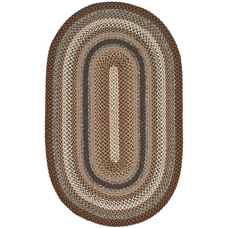 Braided BRD313 Hand Woven Accent Rug - Brown/Multi - 3'x5' Oval - Safavieh.