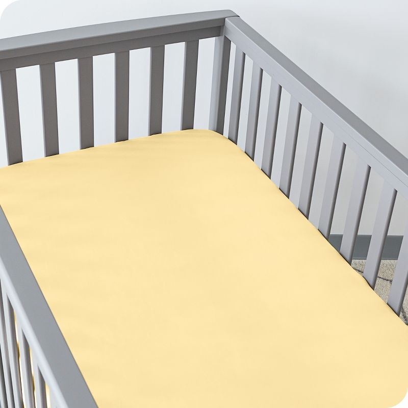 Fitted Crib Microfiber Sheet Morning Sun/White 2pk by Bare Home