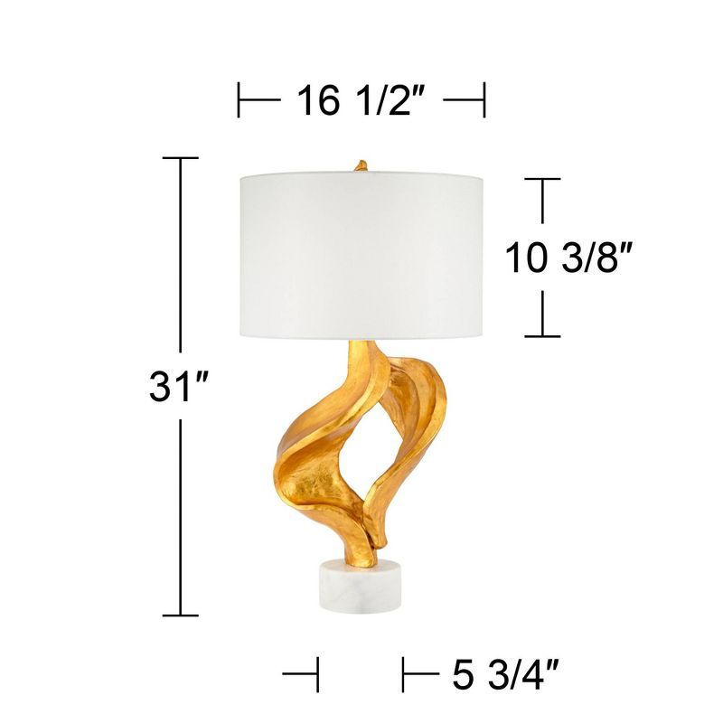 Possini Euro Design Hera Modern Vintage Glam Table Lamp 31" Tall Sculptural Rose Gold White Shade Bedroom Living Room Bedside Nightstand Office Kids