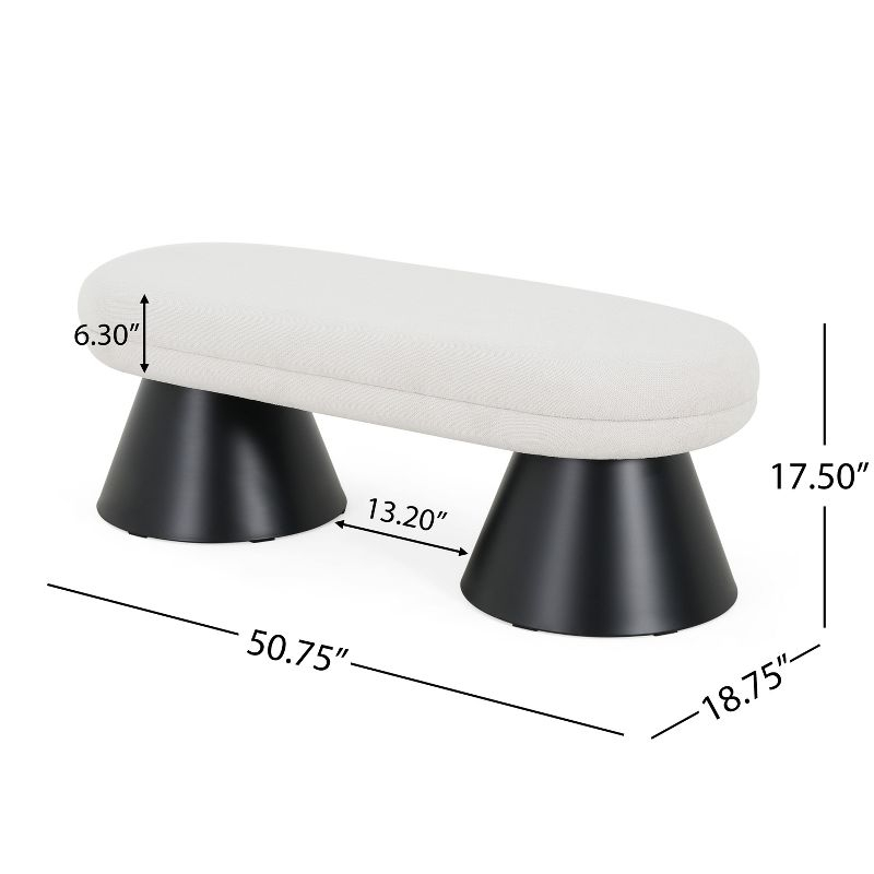 Christopher Knight Home Salal Modern Upholstered Dining Bench with Double Pedestal Iron Legs, Beige