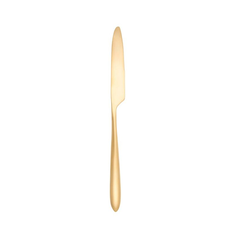 Fortessa Tableware Solutions 5pc Velo Brushed Gold Plated Flatware Set: 18/10 Stainless Steel, Dishwasher-Safe, Service for 1