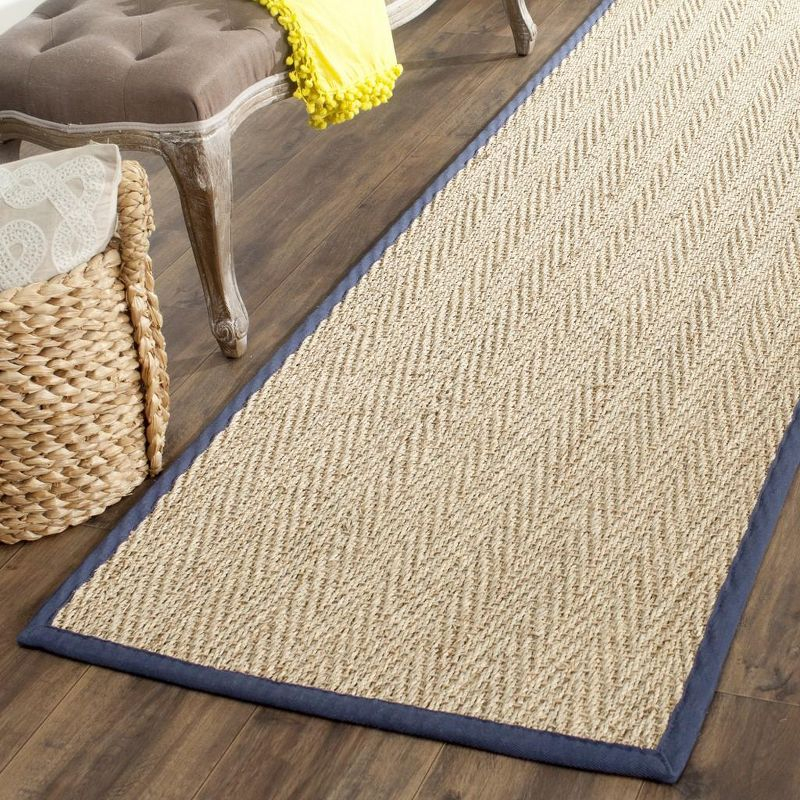 Natural Fiber NF115 Power Loomed Indoor Runner Rug - Natural/Blue - 2'6"x12' - Safavieh.